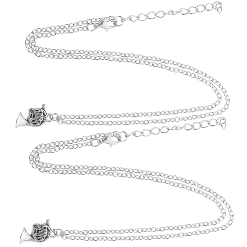 Healvian 2 Stück Horn Anhänger Halskette Damen Herren Musikliebhaber Schmuck Metall Kette für Musikfans Langlebig Modisch von Healvian
