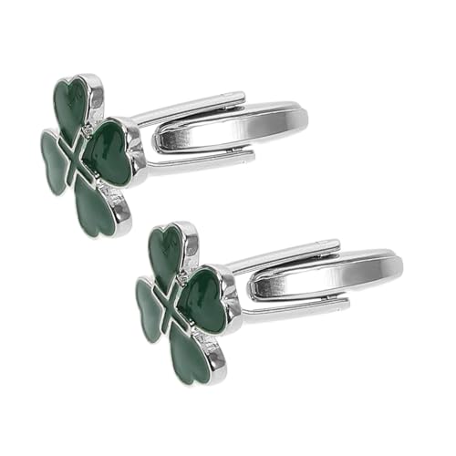 Healvian 2 Stück Irische Manschettenknöpfe mit Grünem Herz Kleeblatt Emailliert Stilvoller Vintage Look Vielseitig für Business Casual und Festliche Anlässe St Patricks Day Charms von Healvian