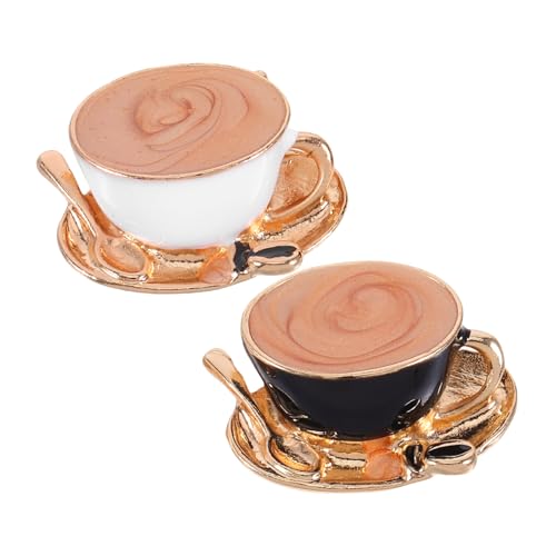 Healvian 2stücke Kaffee-emaille-anstecker Retro-brosche Kaffeetassen-broche Originelle Emaille-kunst-anstecknadel Dekorative Brosche Für Damenpullover Schals Rucksäcke von Healvian
