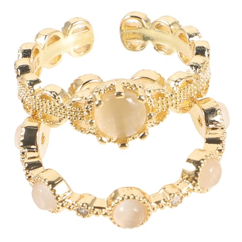 Healvian 2 Stück Katzenaugenring Offener Verstellbarer Ring für Damen Eleganter Modeschmuck mit Zirkonia für Täglichen Gebrauch Glänzende Kreatives Design Healvian 2 Stück Katzenaugenring Offener Verstellbarer Ring für Damen Eleganter Modeschmuck mit Zirkonia für Täglichen Gebrauch Glänzende Kreatives Design von Healvian