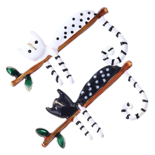 Healvian 2 Stück Katzenbroschen Pins Dekorativ Emailliert für Damen Rucksäcke Kleidung Schmuck Zubehör von Healvian