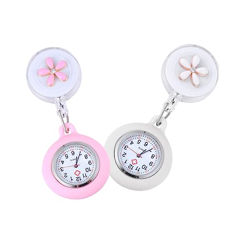 Healvian 2stücke Krankschwesternuhr Clip Silikonhülle Badge-Uhr Mit Großem Ziffernblatt Tragbare Aufziehuhr Für Ärzte Und Pflegekräfte von Healvian
