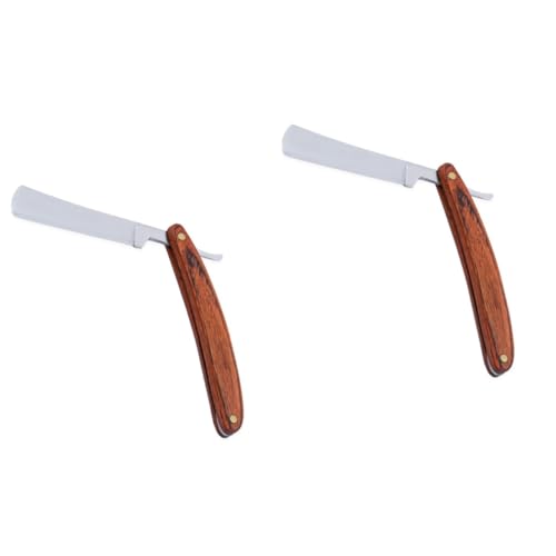 Healvian 2 Stück Klassisches Rasiermesser mit Holzgriff Manuelles Rasiergerät für Herren Professionelles und Sicheres Rasieren Tragbar für Barbiershops und Zuhause von Healvian