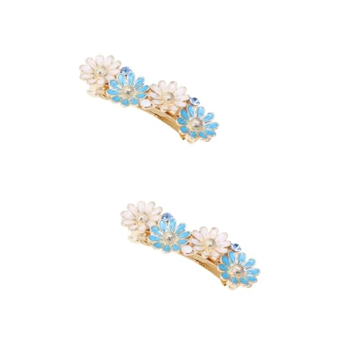 Healvian 2 Stück Kleiner Haarklammer Daisy Blumen Design Eleganter Haar Clip für Damen und Mädchen Modisches Haaraccessoire Blau für Partys und Alltag von Healvian