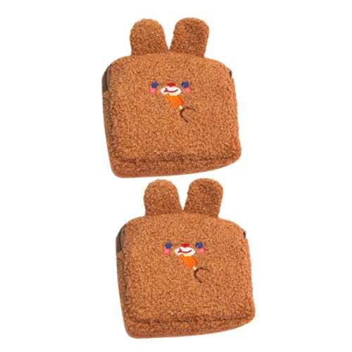 Healvian 2 Stück Kosmetiktasche Klein Frauentasche Tasche Frauen Für Damen Frauen Geldbörse Mädchen Wechseln Die Handtasche Geldbörse Für Mädchen Tragbare Damenbindetasche Plüsch Hellbraun von Healvian