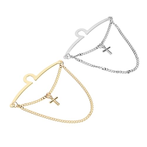 Healvian 2 Stück Krawattenklammern mit Kreuz-design Kupfer Kettenclip Herren Business Necktie Pins Elegant Sicherer Halt für Anzug Krawatten Zubehör Hochzeiten Meetings von Healvian