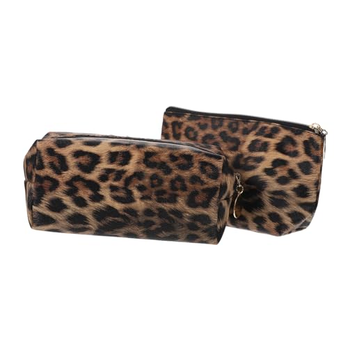 Healvian 2-Teilige Kosmetiktasche Mit Leopardenmuster Kulturtasche Reise-Make-Up-Tasche Große Kapazität Make-Up-Tasche Make-Up-Etui Damen Reise-Kulturtasche Make-Up-Kits Für von Healvian