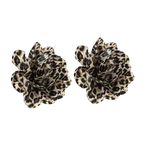 Healvian 2 Stück Leopard Print Satin Stoff Blütenbroschen Große Blumen Anstecknadeln für Damen Modische Party Hochzeitskleidung Vielseitige Stoffblumen-broschen für Jacken und Schals von Healvian