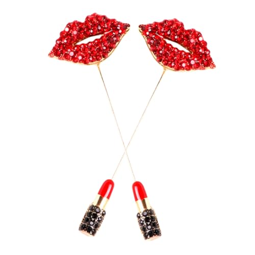 Healvian 2 Stück Lippen Brosche mit Strass Dekorative Anstecknadel für Kleidung und Schals Modisches Accessoire für Pullover Mantel Anzug Eleganter Schmuck für Damen und Mädchen von Healvian