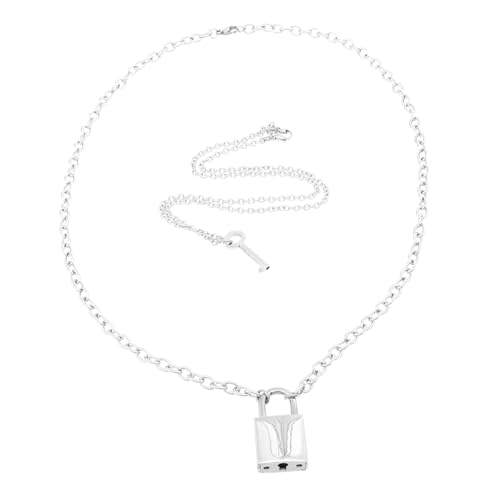 Healvian 2 Stück Lock Necklace Punk Stil Teiliges Schlüsselanhänger Halskette für Damen und Herren Ketten mit Schlüsselanhänger Eleganter Schmuck für Alltag und Festtage von Healvian
