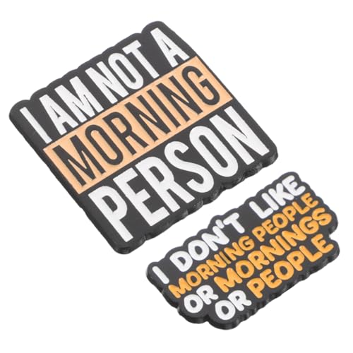 Healvian 2 Stück Lustige Buchstaben Broschen I Not A Morning Person Dekorative Cartoon Pins Zinklegierung Einzigartige Party Accessoires für Männer und Frauen von Healvian