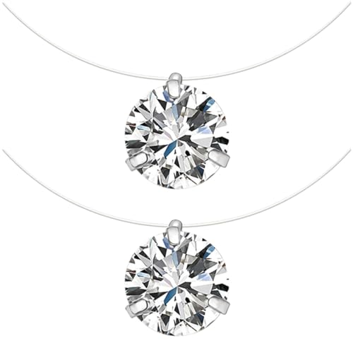 Healvian 2stücke Zirkon Halskette Mädchen Schmuck Mit Unsichtbarem Fischdraht Design Glänzendes Aussehen Für Alltag Und Partys von Healvian