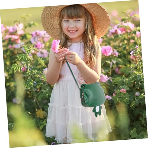 Healvian 2 Stück Mädchen Umhängetaschen PU Cartoon Frosch Tiger Design Kindergeldbörse mit Reißverschluss für Kleinkinder Süße Schultertasche von Healvian