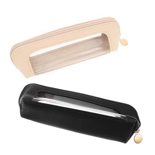 Healvian 2 Stück Makeup Pinsel Aufbewahrungstasche Transparent PU Kosmetiktasche Reise Organizer Handlich Leicht Zu Reinigen Für Zuhause Und Unterwegs von Healvian