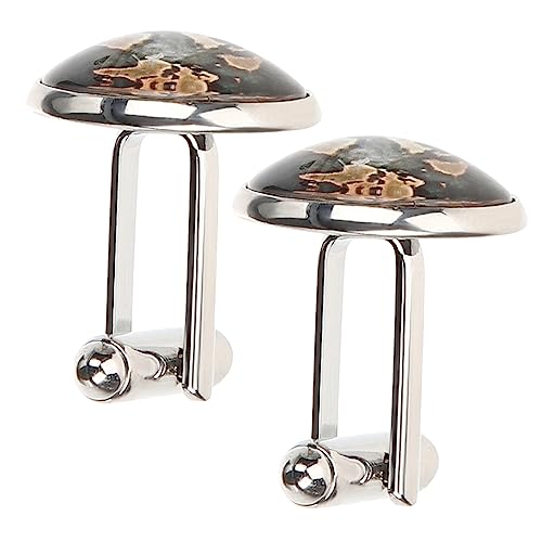 Healvian 2 Stück Manschettenknöpfe Herren Vintage Weltkarte Design Silberfarbene Cufflinks für Anzug Business Hemd Stilvolles Accessoire für Formelle Anlässe von Healvian
