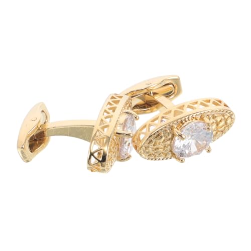 Healvian 2 Stück Manschettenknöpfe mit Funkelnden Zirkonia Französischer Stil Goldfarben Formelle Hemd Accessoires für Herren Business und Abendanzug von Healvian