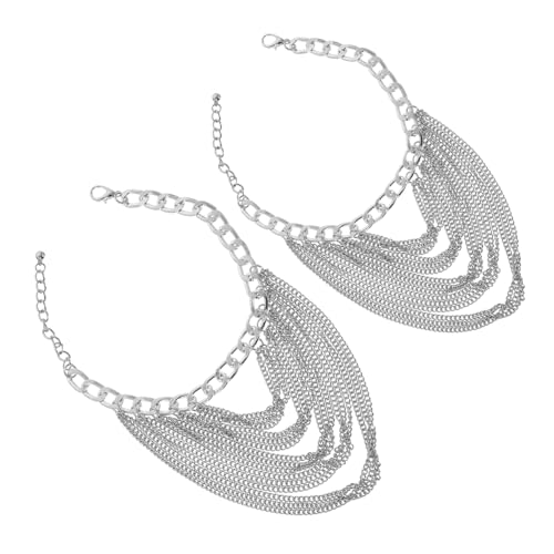 Healvian 2 Stück Mehrschichtige Geometrische Metallkette für Damen Trendige Schuhdekoration für Sneakers Stiefel und High Heels Punk Schmuck mit Quasten von Healvian