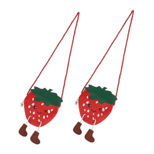 Healvian 2stücke Erdbeer-geldbörse Für Junge Mädchen Pu-umhängetasche Mit Verstellbarem Riemen Sommer- Strand- Reisetasche Leicht Und Tragbar Für Mädchen Und Kleinkinder von Healvian