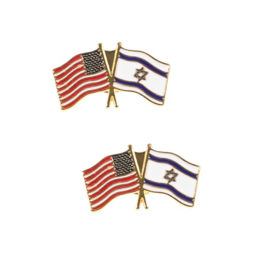 Healvian 2 Stück Metallbrosche Israel und Usa Flagge Anstecknadel Dekorativer Lapel Pin für Kleidung Hut Tasche Modisches Accessoire mit Detaillierter Verarbeitung Vielseitig für von Healvian