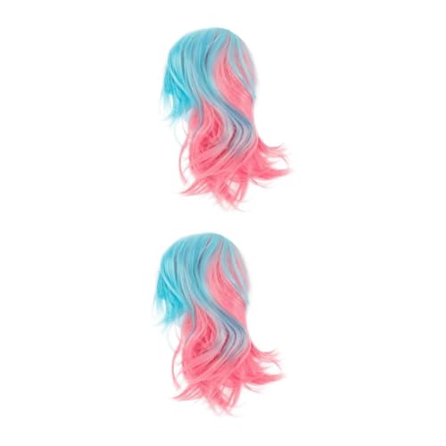 Healvian 2 Stück Mittlere Perücke mittelgroß bunte Perücken für Frauen farbige Perücken Gradient Cosplay -Perücke bunt Healvian 2 Stück Mittlere Perücke mittelgroß bunte Perücken für Frauen farbige Perücken Gradient Cosplay -Perücke bunt von Healvian
