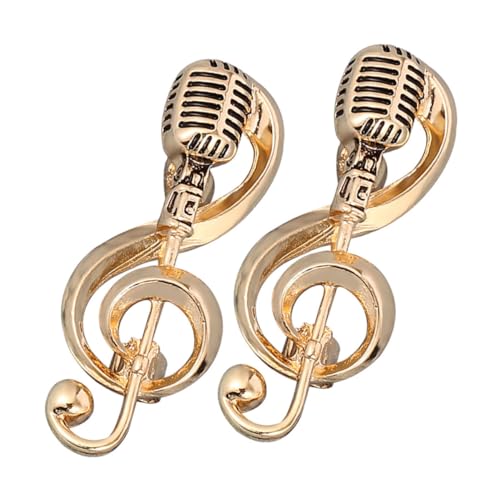 Healvian 2 Stück Musik Brosche Stifte Zubehör Symbol Mikrofonbrosche Stellnadel Musical Stilvoll Dekorativ Für Broschüren Brosche Zum Thema Musik Broschen Musikbrosche Golden Legierung von Healvian