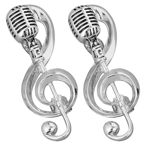 Healvian 2 Stück Musik Brosche Stilvoll Musical Silber Verdreifachen Dekorativ Musikbroschen Für Damen Anstecknadel Mit Musiknoten Musikalische Brosche Musiknoten-abzeichen Legierung Silver von Healvian