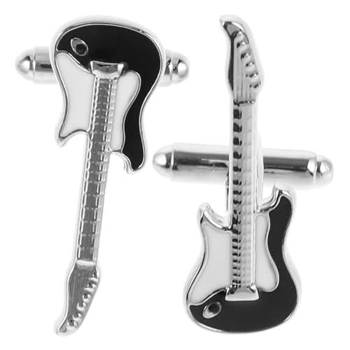Healvian 2 Stück Musik Manschettenknöpfe aus Messing Polierte Oberfläche Robuste Anzug Schmuckstücke für Herren Eleganter Gitarren und Violin Design für Geschäft Hochzeit von Healvian