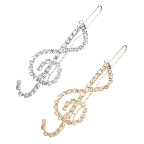 Healvian 2 Stück Musiknote Haarklammern Strass Glitzernde Haarschmuck für Damen Flexible Haarspangen Party Weihnachten Karneval Accessoires von Healvian