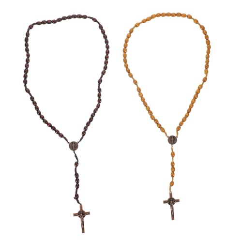 Healvian 2stücke Holzkreuz Rosenkranzkette Mit Kruzifix Anhänger Aus Holz Für Männer Und Frauen Als Gebetsperlenkette Für Tägliche Gebete Und Meditation Healvian 2stücke Holzkreuz Rosenkranzkette Mit Kruzifix Anhänger Aus Holz Für Männer Und Frauen Als Gebetsperlenkette Für Tägliche Gebete Und Meditation von Healvian