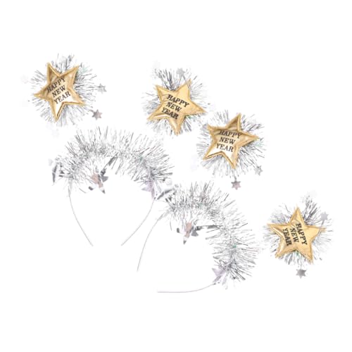 Healvian 2 Stück Neujahrs Stirnband Leichtes Langlebiges Party Accessoire mit Goldfarbenen Sternen und Lametta Festliche Kopfbedeckung für Frauen und Männer bei Silvester Karneval und von Healvian