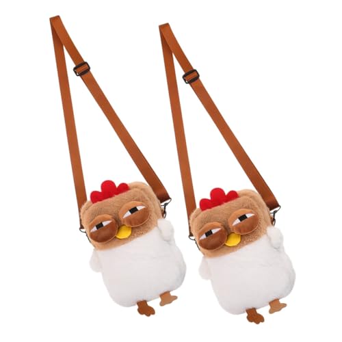 Healvian 2 Stück Niedliche Plüsch Huhn Umhängetasche Damen Cartoon Crossbody Bag Leicht und Kompakt für Reisen Shopping und Alltag von Healvian