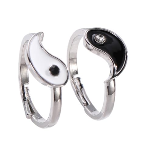 Healvian 2 Stück Offener Verstellbarer Tai Chi Bagua Ring Chinesisches Design Paarringe Komfortabel Alltag Hochzeit Healvian 2 Stück Offener Verstellbarer Tai Chi Bagua Ring Chinesisches Design Paarringe Komfortabel Alltag Hochzeit von Healvian