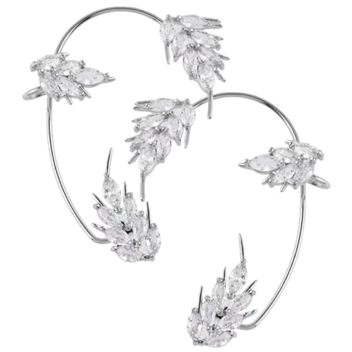 Healvian 2 Stück Ohrklemme Damen Ohrklemme Piercingfrei Filigranes flexibles Design Zirkonia Ohrclip Leicht Modisch Vielseitig für Alltag Party Hochzeit von Healvian