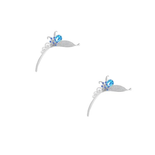Healvian 2 Stück Orchideen Brosche mit Anstecknadel für Damen Stilvolle Perlen Brosche Dekoration für Kleidung Schals Taschen Silber von Healvian