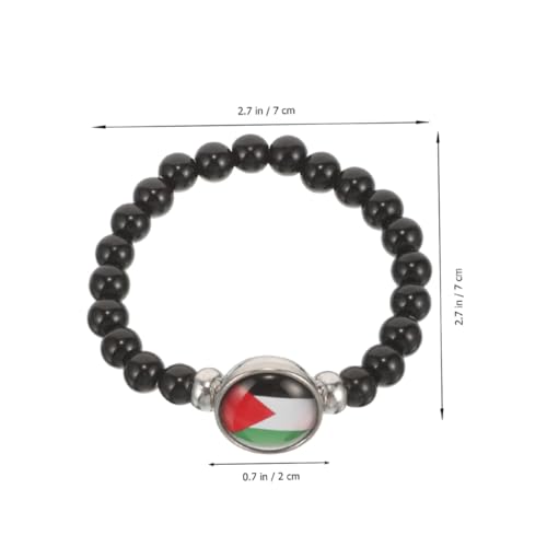 Healvian 2 Stück Palestine Armband mit Flaggenmotiv Verstellbares Schwarzes Glasperlen wickelarmband Modisches Handgefertigtes Accessoire für Damen und Herren Patriotisches Schmuckstück von Healvian