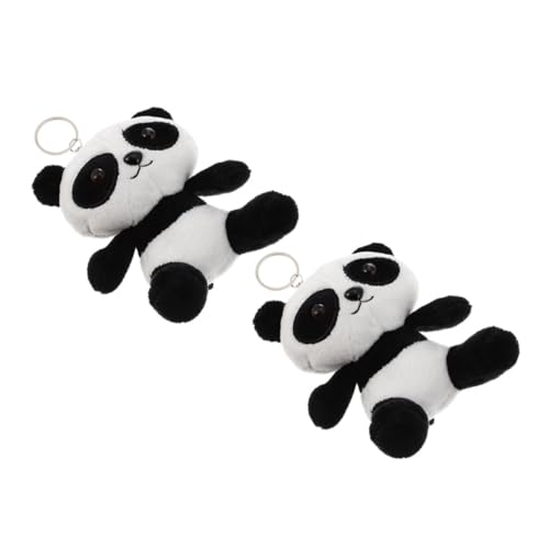 Healvian 2 Stück Panda Schlüsselanhänger Plüsch Anhänger Cartoon Design Weiches Mini Kuscheltier als Taschen oder Rucksackdeko von Healvian