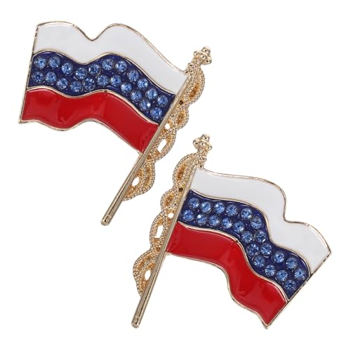 Healvian 2 Stück Patriotische Russische Flaggen Brosche Leichte Anstecknadeln mit Wasserfesten Farben Modisches Accessoire für Mantel Kleid Hut Langlebiger Schmuck für Damen und Herren von Healvian