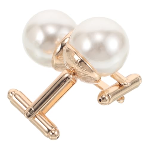 Healvian 2 Stück Perlen Manschettenknöpfe Metall Klassische Business Hemd Manschettenknöpfe für Herren Langlebig und Modisch Geeignet für Hochzeits und Anzugshemden von Healvian