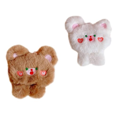 Healvian 2 Stück Plüsch Bärenbrosche Kuscheliger Animal Brooch für Rucksack Kleidung Tasche DIY Basteln Niedlich und Einfach Anzubringen von Healvian
