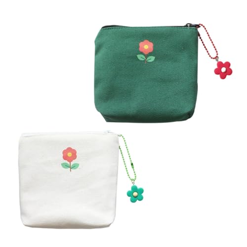 Healvian 2stücke Aufbewahrungstasche Aus Canvas-Material Mit Reißverschluss-Design Geeignet Für Damenbinden Tragbar Mit Kette Für Mädchen Und Damen Für Schule Büro Und Reisen von Healvian