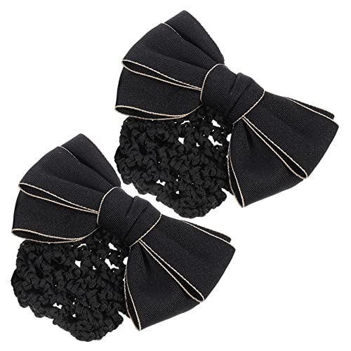 Healvian 2 Stück Professionelle Haarnetz Snoods mit Schleife Klassisch Schwarzes Haarnetz für Damen und Mädchen Langlebiges Haarschmuckband für Sichere Hochsteckfrisuren bei Beruf und von Healvian