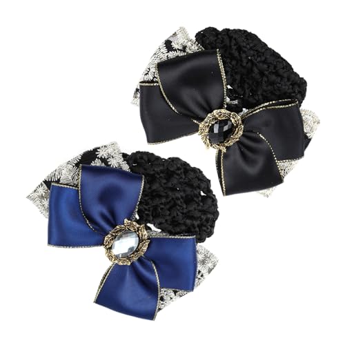 Healvian 2 Stück Professionelles Haarnetz mit Schleife Stilvolle Haarklammer für Dutt Robustes Haar bun cover Leicht und Langlebig Geeignet für Beruf und Alltag Haarschmuck für Damen von Healvian