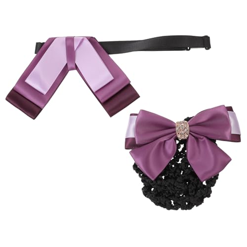 Healvian 2 Stück Professionelles Haarnetz und Haarklammer Set Teilig Eleganter Haarschmuck mit Schleifen Design für Damen für Arbeitsuniformen Büro Party und Festliche Anlässe Langlebig von Healvian