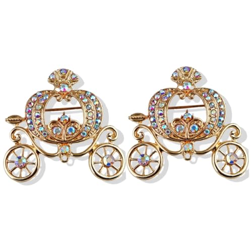 Healvian 2 Stück Pumpkin Carriage Brosche für Damen Bling Schmuck Anstecknadel für Kleidung Mützen und Schals Accessoire für Partys und Besondere Anlässe Perfektes für Frauen von Healvian