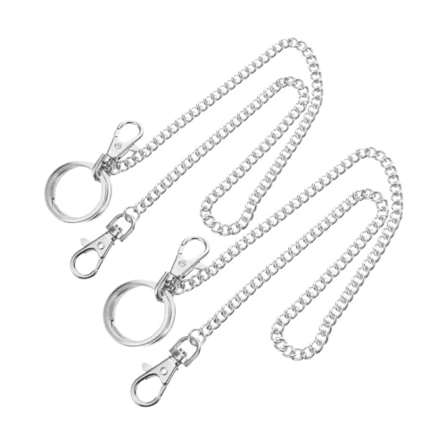 Healvian 2 Stück Punk Gürtel Kette mit Karabinerverschlüssen Robuste Metall Hüftkette für Jeans Geldbörse und Schlüssel Lange Denim Stil Accessoires für Herren von Healvian