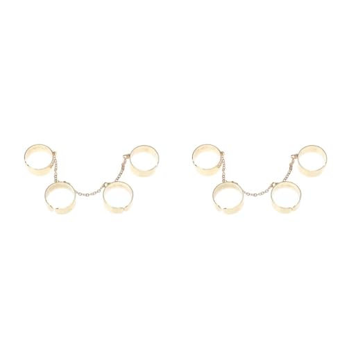 Healvian 2 Stück Punk Kettenring für Finger Offener Verstellbarer Ring für Damen Herren Modischer Schmuck für Partys Konzerte Vierfaches Design Goldfarbe von Healvian