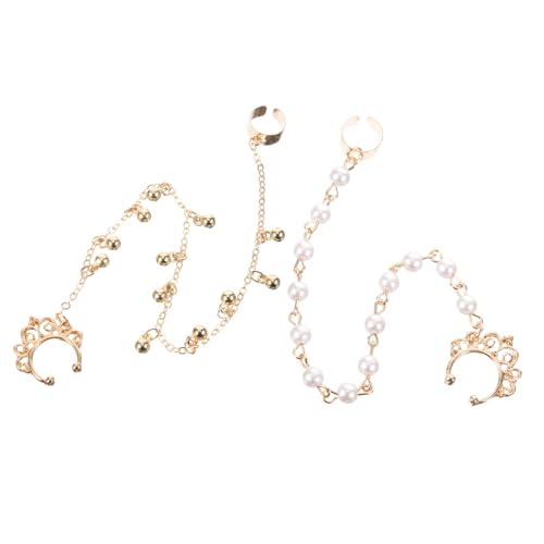 Healvian 2 Stück Punk Ohr Nasen Ketten mit Quaste Leichte Gefälschte Perlen Ohrstecker und Nasenclip Modischer Indischer Stil Komfortabel Langlebig Vielseitig Kombinierbar für Damen von Healvian