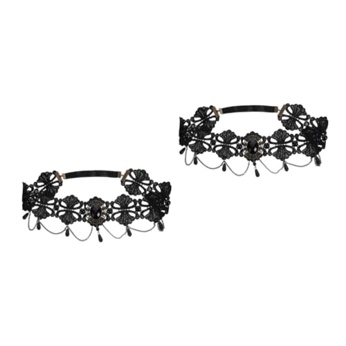 Healvian 2 Stück Queen Stirnband mit Elastischer Spitze und Perlenbesatz Halloween Kopfbedeckung für Kostümfest und Cosplay Verstellbar Leicht und Komfortabel Passend für Damen und von Healvian