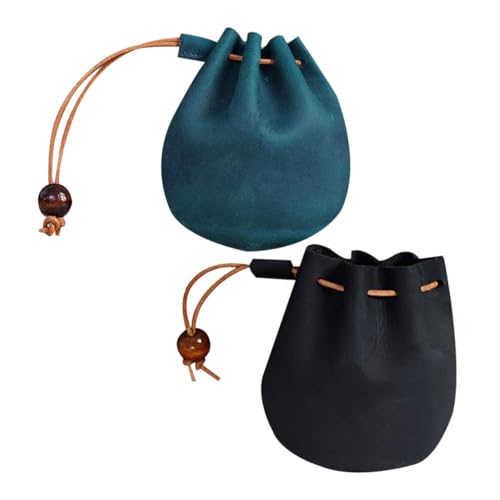 Healvian 2stücke Münzbeutel Aus Robustem Pu Kleine Schlüsselanhängertasche Für Schmuck Und Münzen Kompakt Und Praktisch Mit Kordelzug Retro-Design Für Täglichen Gebrauch Und Reisen von Healvian