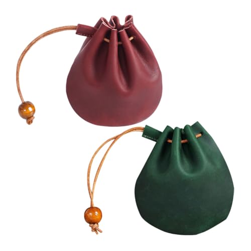 Healvian 2stücke Kleine Pu-geldbörse Mit Kordelzug Münzbeutel Und Schmuck-Reisetasche Tragbar Für Münzen Und Schlüssel Mini-Aufbewahrungstasche Für Täglichen Gebrauch von Healvian